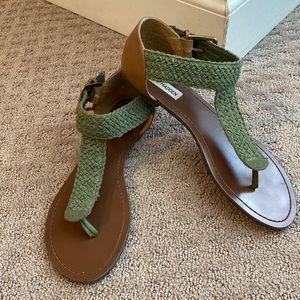 Steve Madden Olive Knit Sandals, Size 9